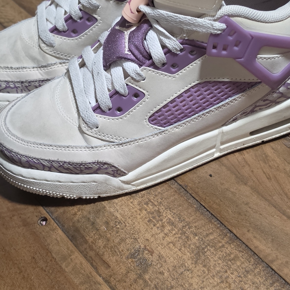 Jordan Cream and Purple Kids Sneakers
